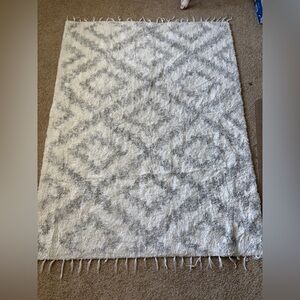 Gray and White Washable Rug